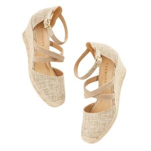 Talbots Lyndsay Natural Strappy Espadrille Wedge Sandals Womens Size 9 Tan Beige